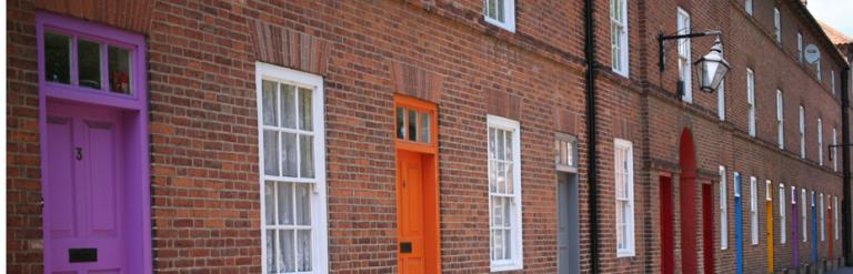 Facades of neighbouring properties on Wilson Street, Newark